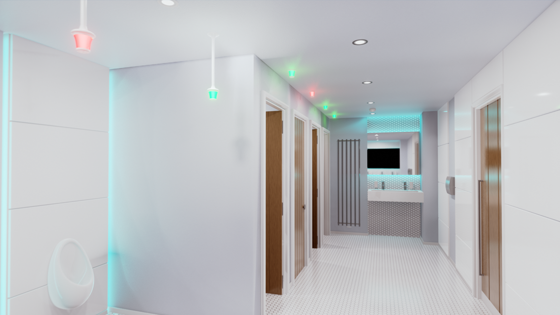 washroom cubicles with occupancy sensors<br />
